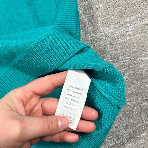 J. Crew 100% Italian Cashmere Crew Neck Teal Long Sleeve Luxury Sweater Womens S - Picture 5 of 6